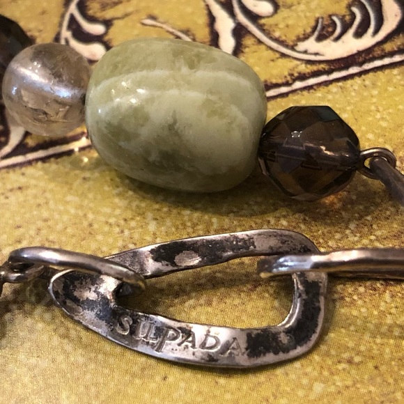 Vintage Silpada Smoky Quartz Citrine Jade Sterling Silver Link Necklace N1218 - Picture 9 of 12